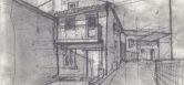 freehand study sketch home village Osek in Primorska, © arch.Klavdija Ipavec