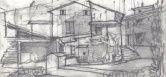 freehand study sketch home village Osek in Primorska, © arch.Klavdija Ipavec